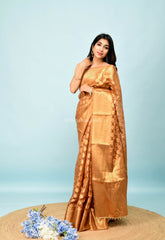Gold Zari Work Soft Organza Saree